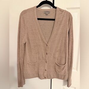 Barefoot Dreams Tan Toupe Button Cardigan Sweater Large